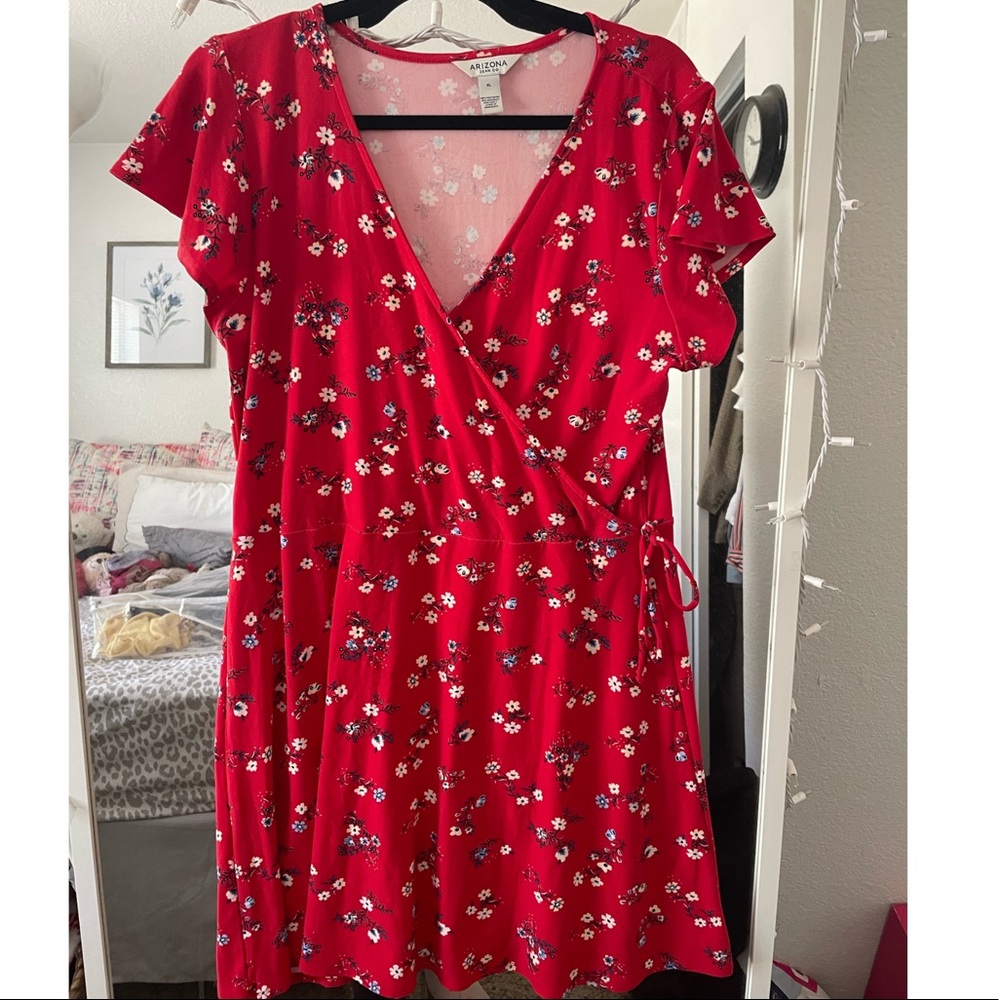 Red wrap dress
